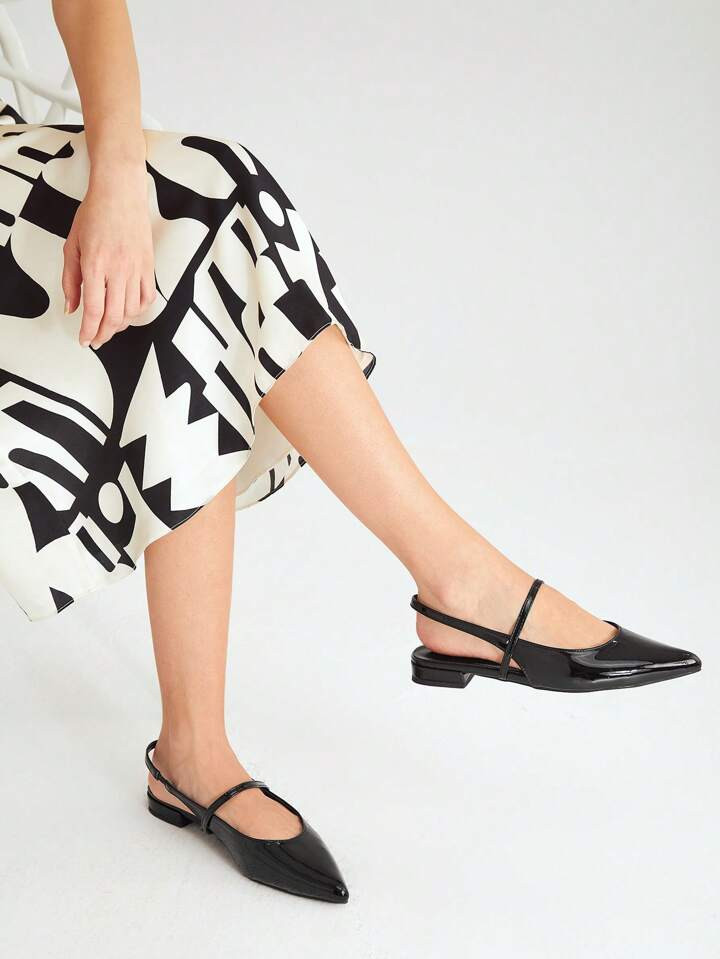 MOTF PREMIUM CHAUSSURES DE VACANCES POINTUES À TALON PLAT AVEC BRIDE ARRIÈRE, VENTE D'ÉTÉ | SHEIN
