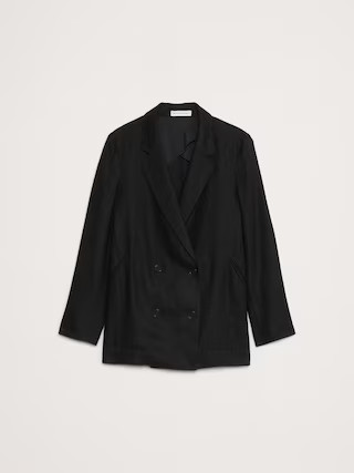 Relaxed Double-Breasted Linen Blazer | Banana Republic (US)