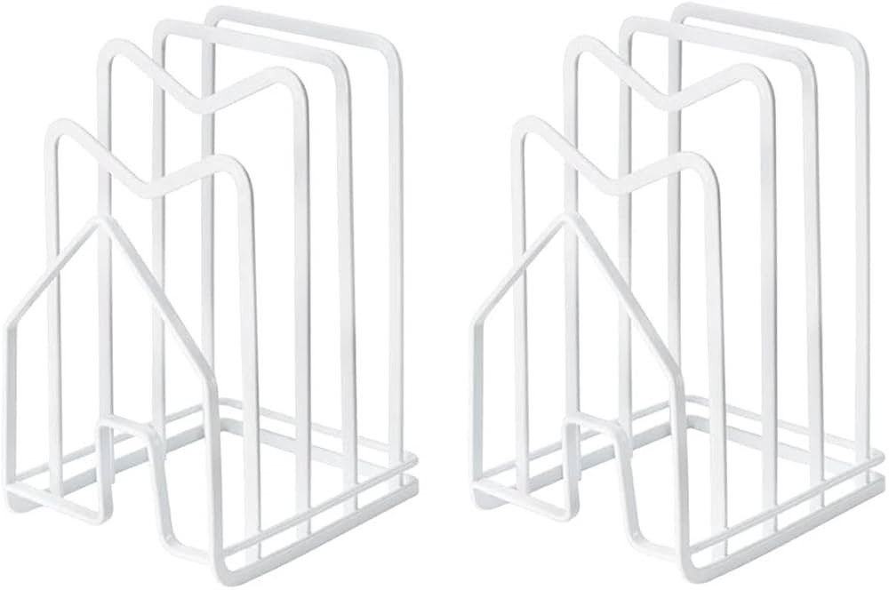 SUNFICON 2 Pack White Cutting Board Holder Rack Pot Pan Lids Holder Chopping Board Organizer Thin... | Amazon (US)