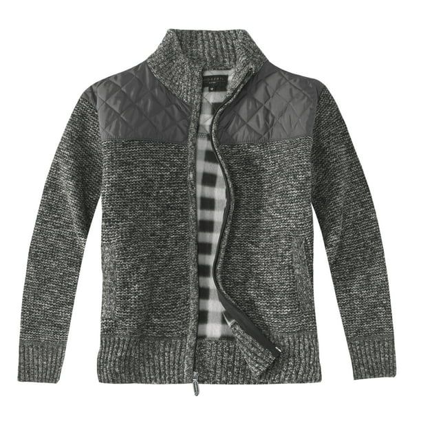Gioberti Boy's Knitted Full Zip Cardigan Sweater with Soft Brushed Flannel Lining - Walmart.com | Walmart (US)