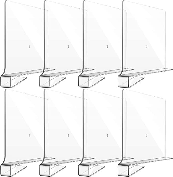 8 Pack Clear Acrylic Shelf Dividers for Closet, Wood Shelf Organizer, Multi-Functional Wood Close... | Amazon (US)