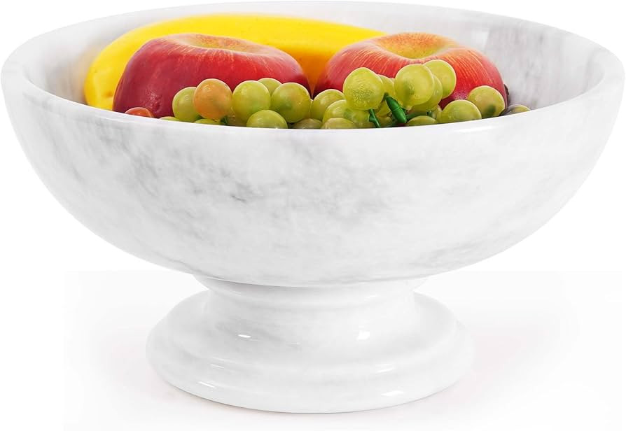 Radicaln Marble Fruit Bowl For Kitchen Counter White 10" Inch Handmade Fruit Dish, Decorative Bow... | Amazon (US)