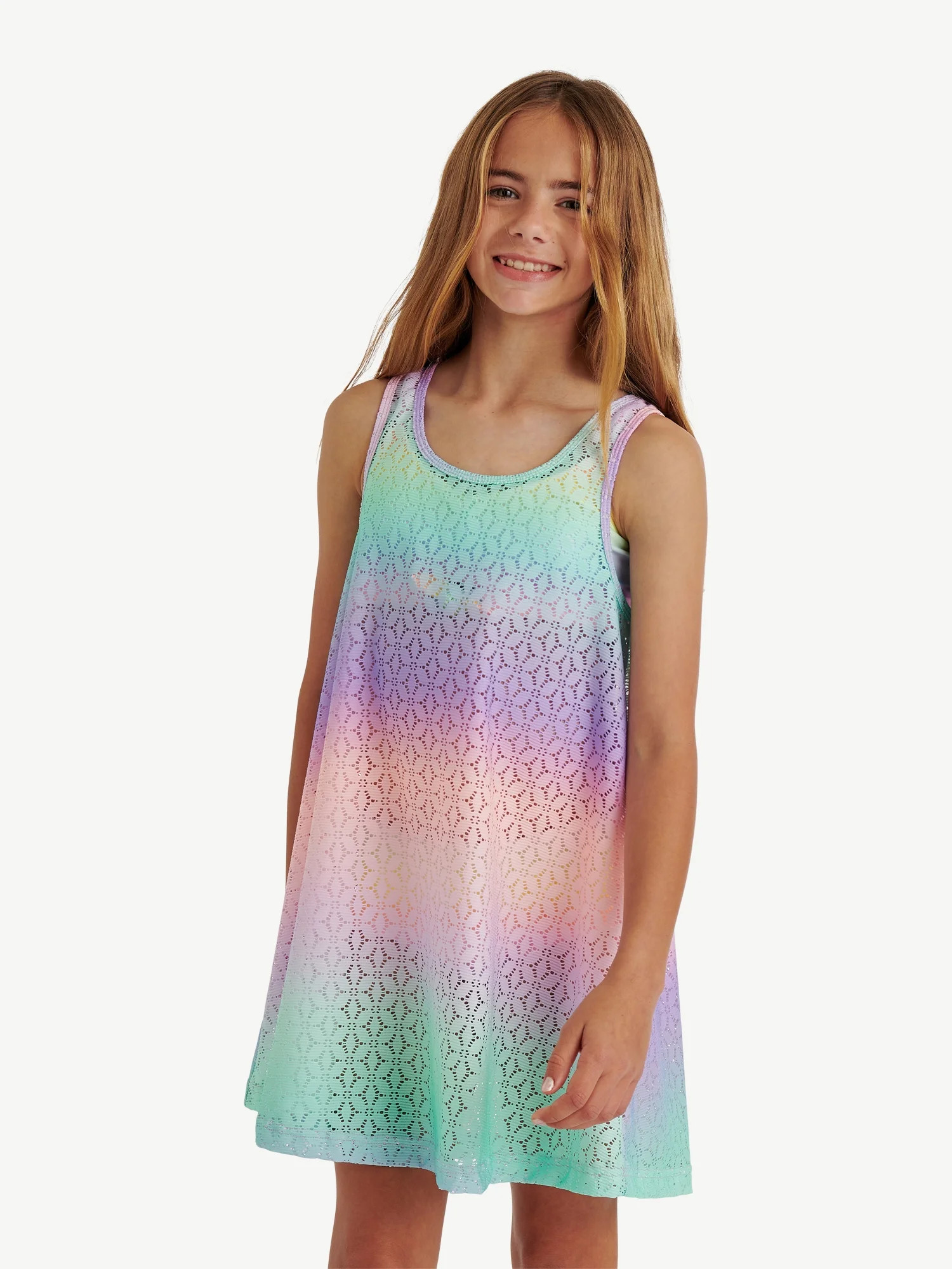 Justice Girls Swimsuit Cover-Up Racerback Dress, Sizes 4-18 | Walmart (US)