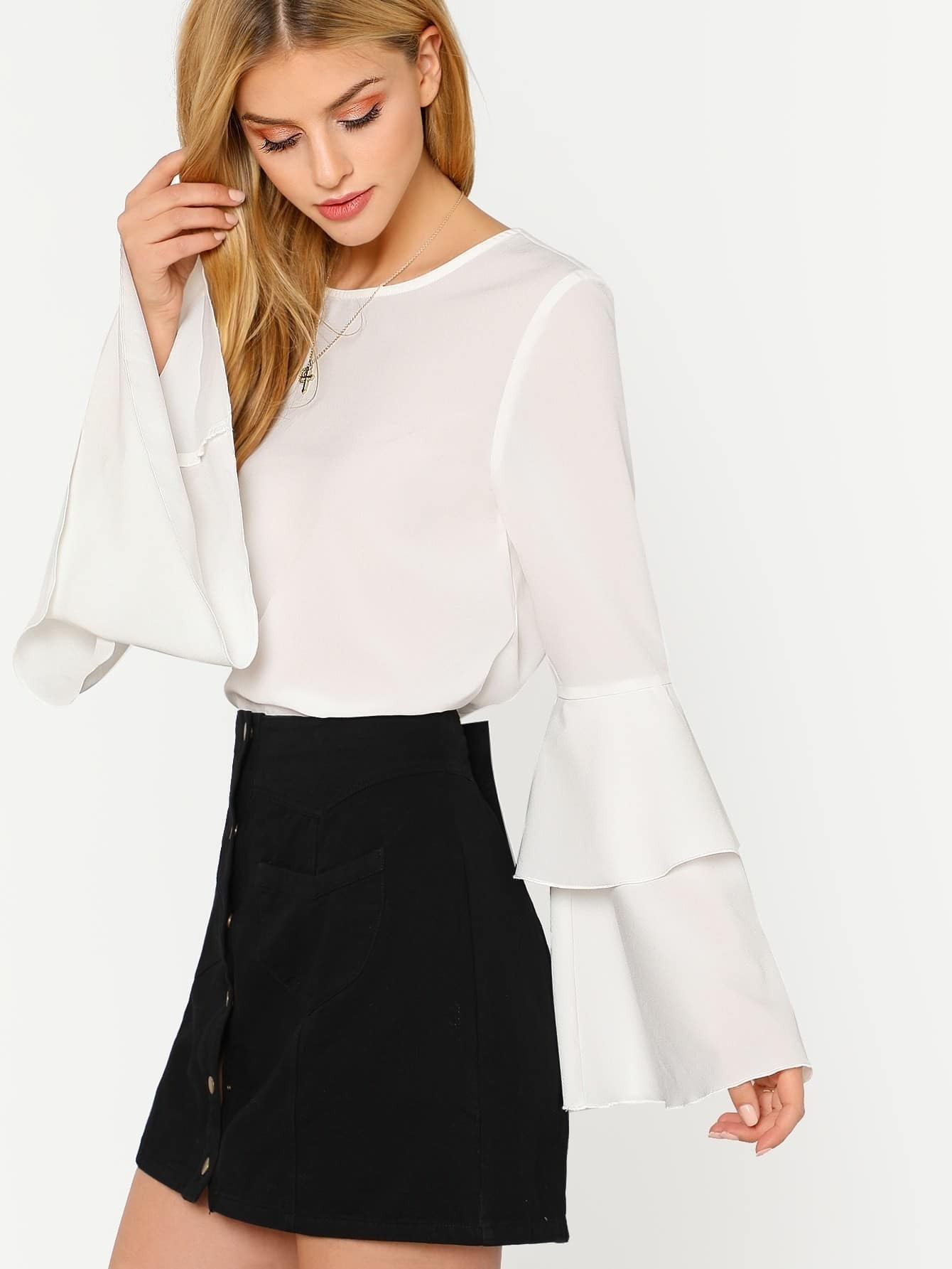 Ruffle Sleeve Top | SHEIN