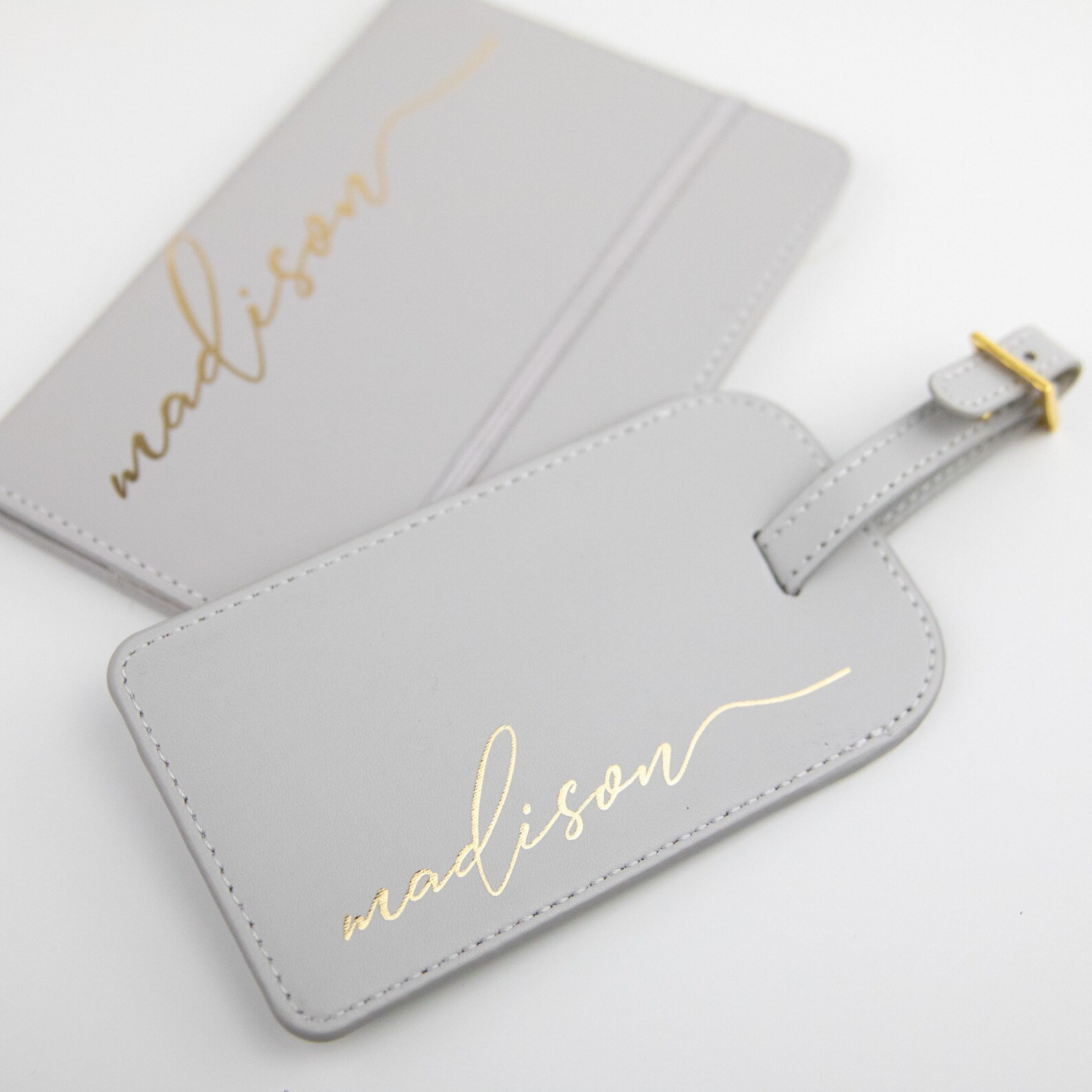 Signature Script Passport Cover and Luggage Tag - Personalized Gift, Faux Leather, Luggage Access... | Etsy (US)