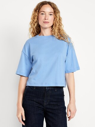 Vintage Crew-Neck Oversized Crop T-Shirt | Old Navy (US)