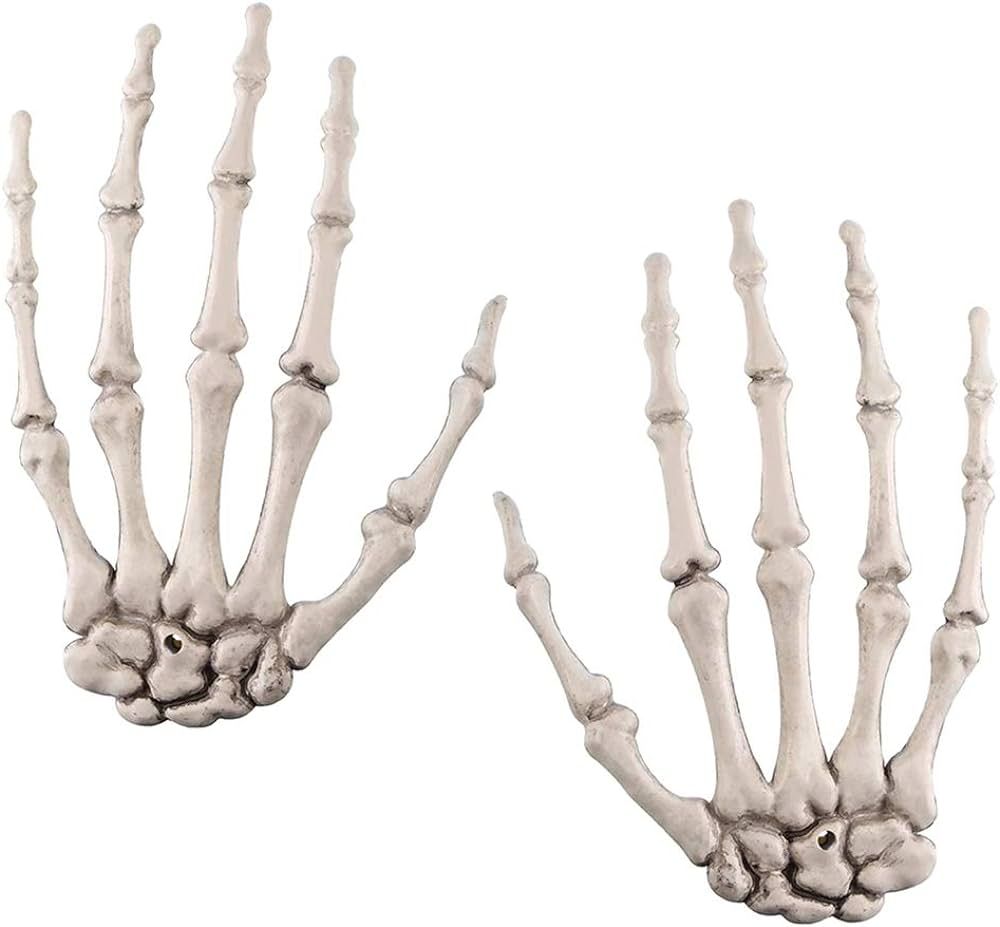 2 Pack Halloween Skeleton Hands Realistic Life Size Severed Plastic Skeleton Hands for Halloween ... | Amazon (US)