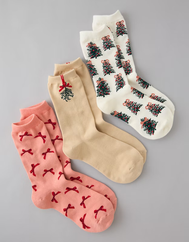 AE Holiday Crew Socks 3-Pack | American Eagle Outfitters (US & CA)