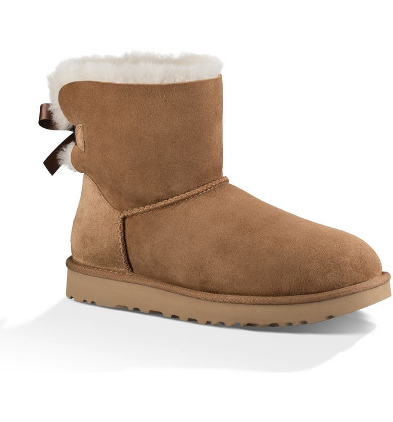 Mini Bailey Bow II Genuine Shearling Bootie | Nordstrom
