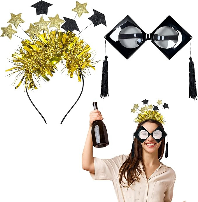 Wakdiz Graduation Headband and Graduation Eyeglasses 2022 Grad Costume Accessory Mini Bachelor Ca... | Amazon (US)