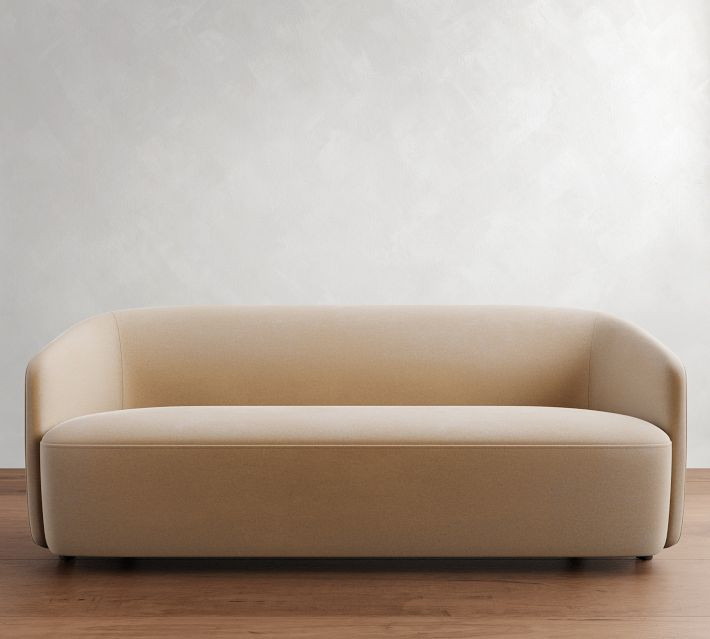 Preston Upholstered Sofa 78"", Polyester Wrapped Cushions, Basketweave Slub Ivory | Pottery Barn (US)