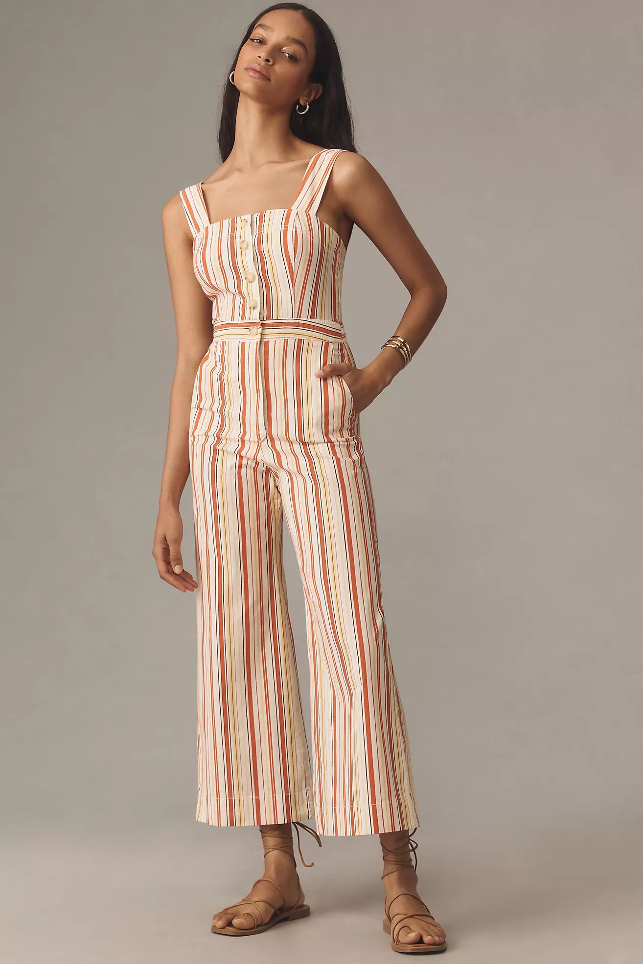 The Portside Button-Front Jumpsuit by Maeve | Anthropologie (US)