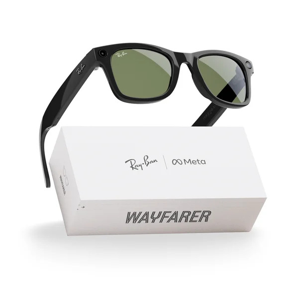 Ray-Ban Meta, Wayfarer Glasses with Meta AI, Audio, Photo, Video Compatibility, Shiny Black, Gree... | Walmart (US)