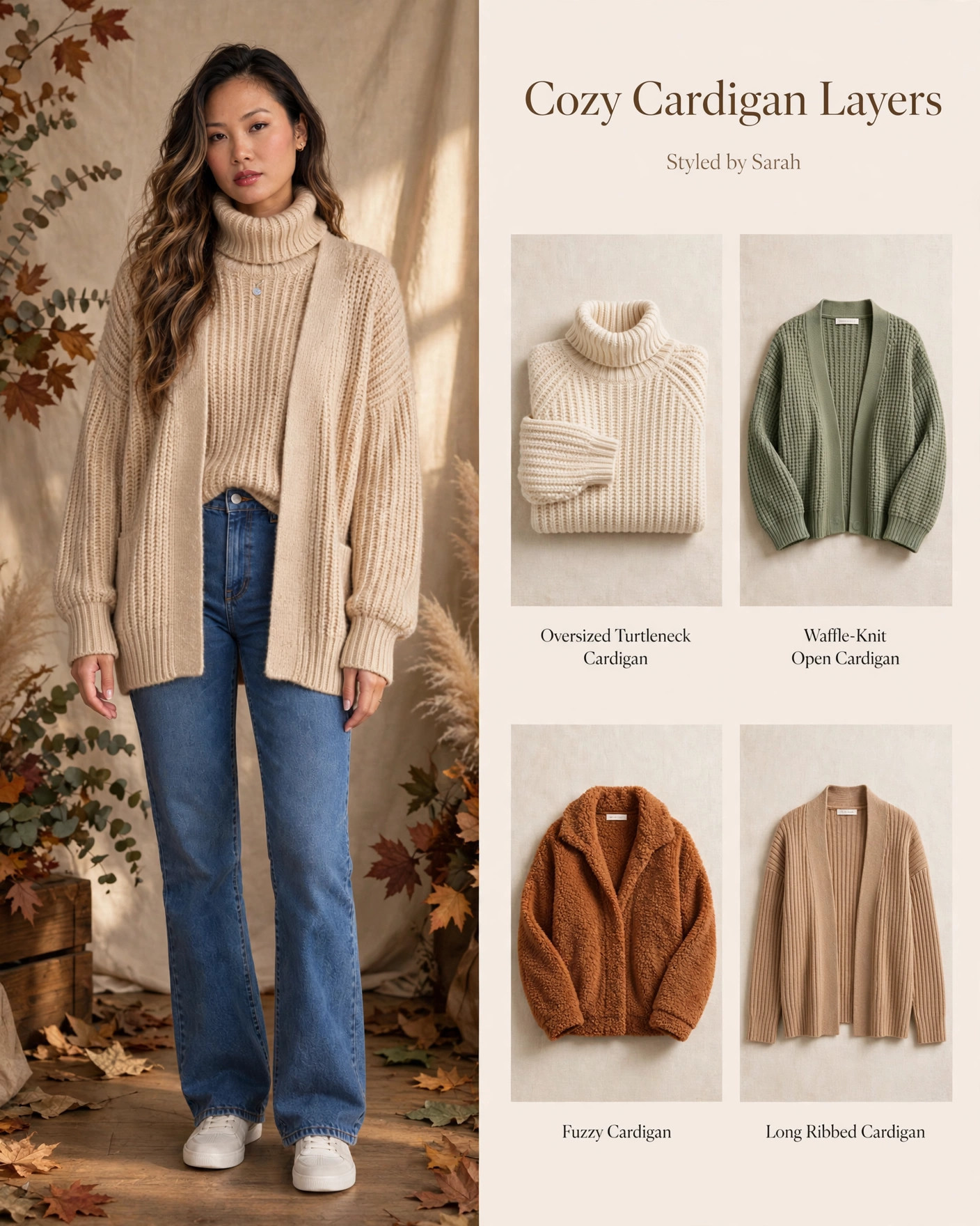 Cardigans 🧥 Cozy season staples — oversized turtleneck cardigan, waffle-knit open cardigan, fuzzy cardigan, and long ribbed cardigan. #LTKSeasonal #cardigans #sweaterweather 

 