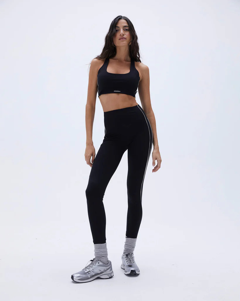 Ultimate Micro Piping Leggings - Black/Off White | Adanola UK