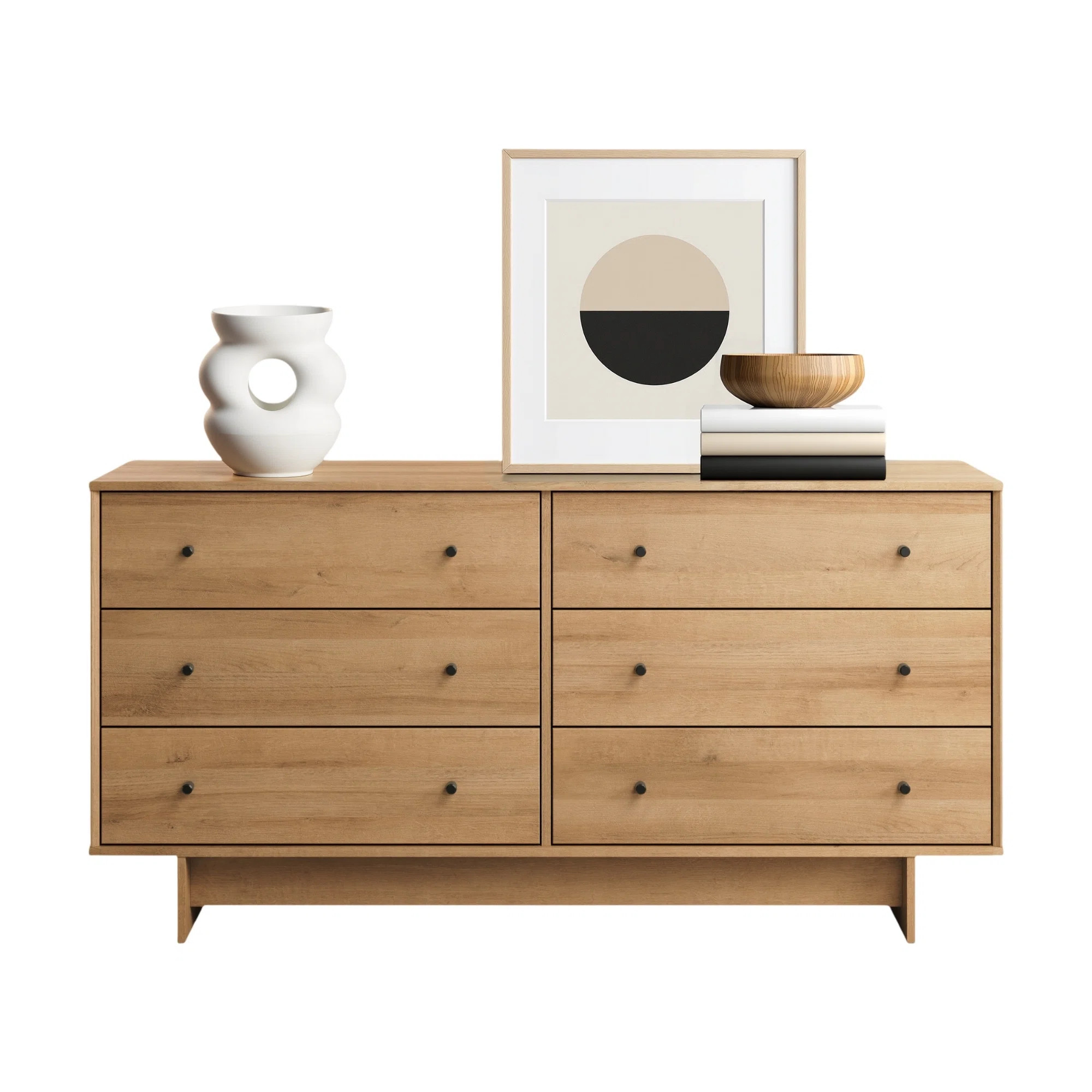Orrsville Ranbir Oak 6 Drawer Dresser 61" Wide Chest of Drawers, Dresser for Bedroom, Chest of Dr... | Wayfair North America