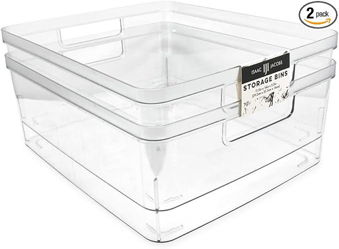 Isaac Jacobs Paquete de 2 cubos de almacenamiento grandes transparentes (11.5 pulgadas de largo x... | Amazon (US)
