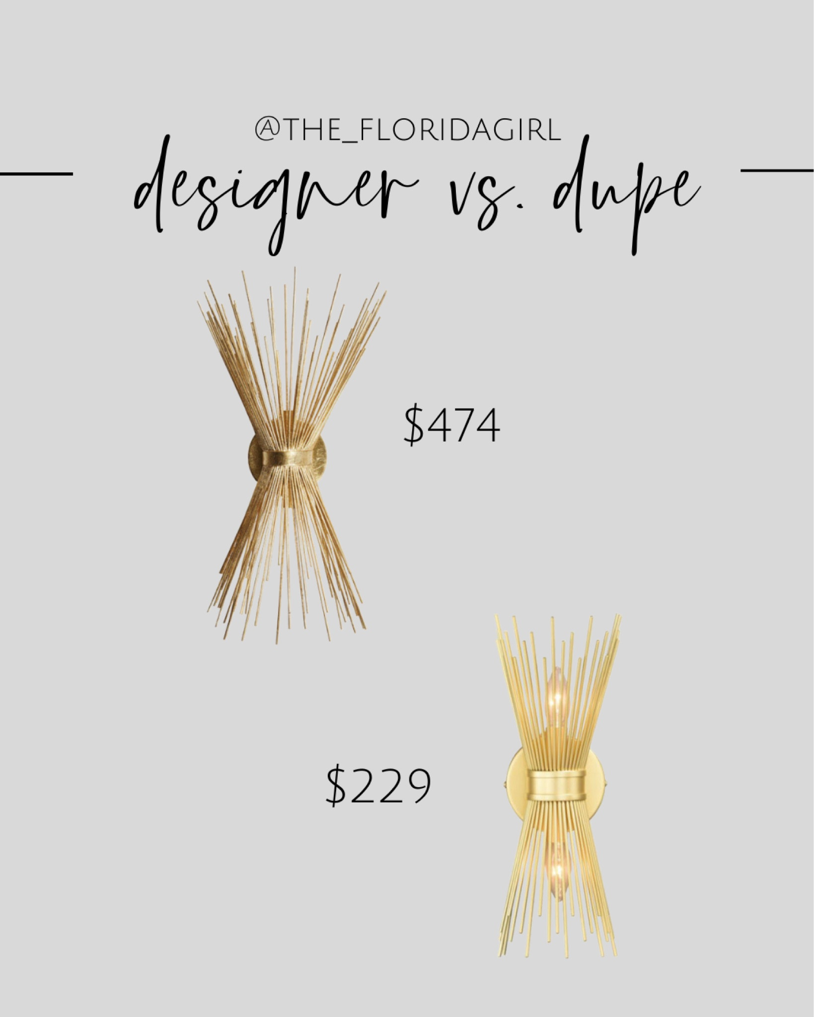 Designer vs dupe #sconce #wallsconce #savings #save #dupe #lighting #lights #walllight #lights

#LTKsalealert #LTKhome #LTKFind