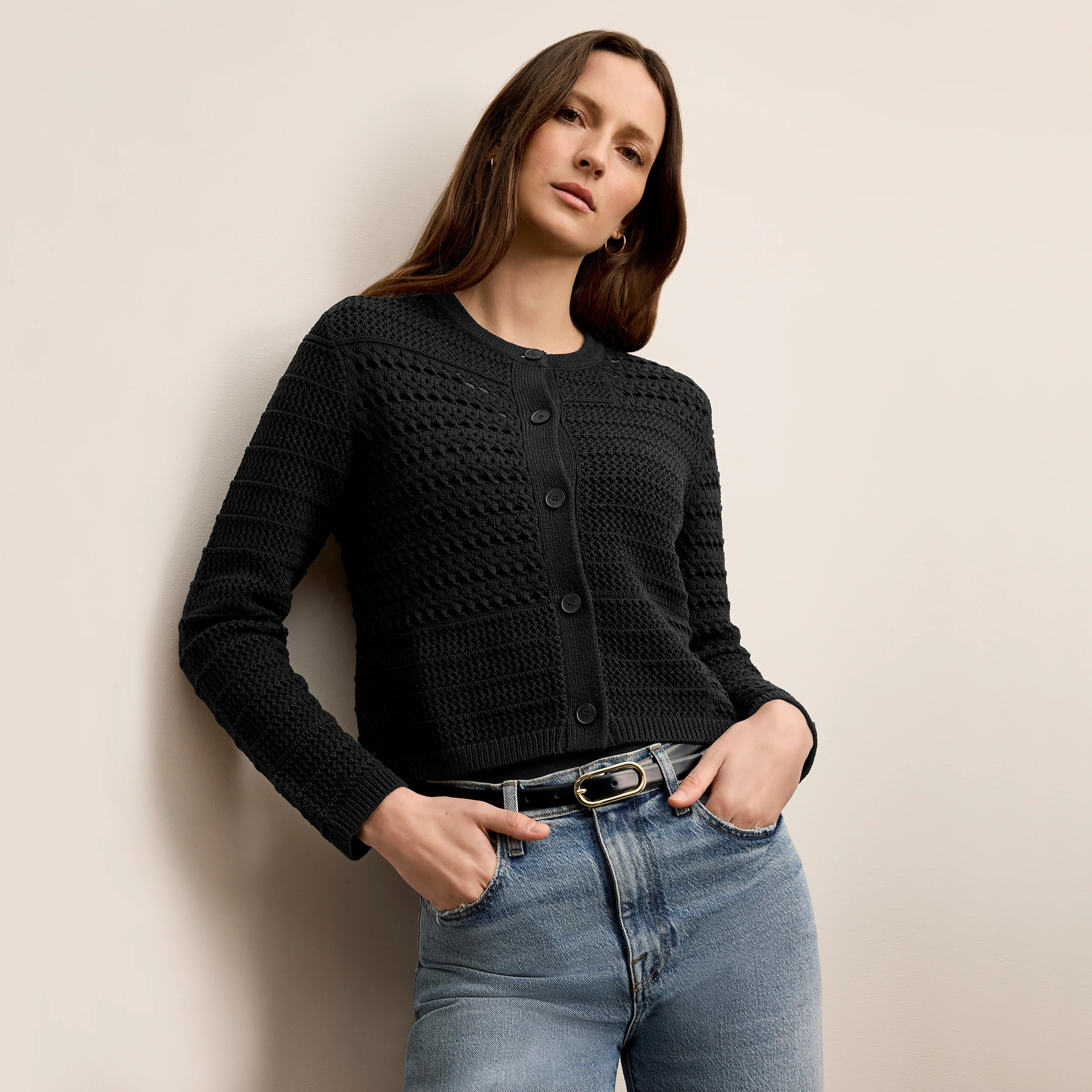 Zosia Cardigan - Crochet Knit :: Black | MM LaFleur