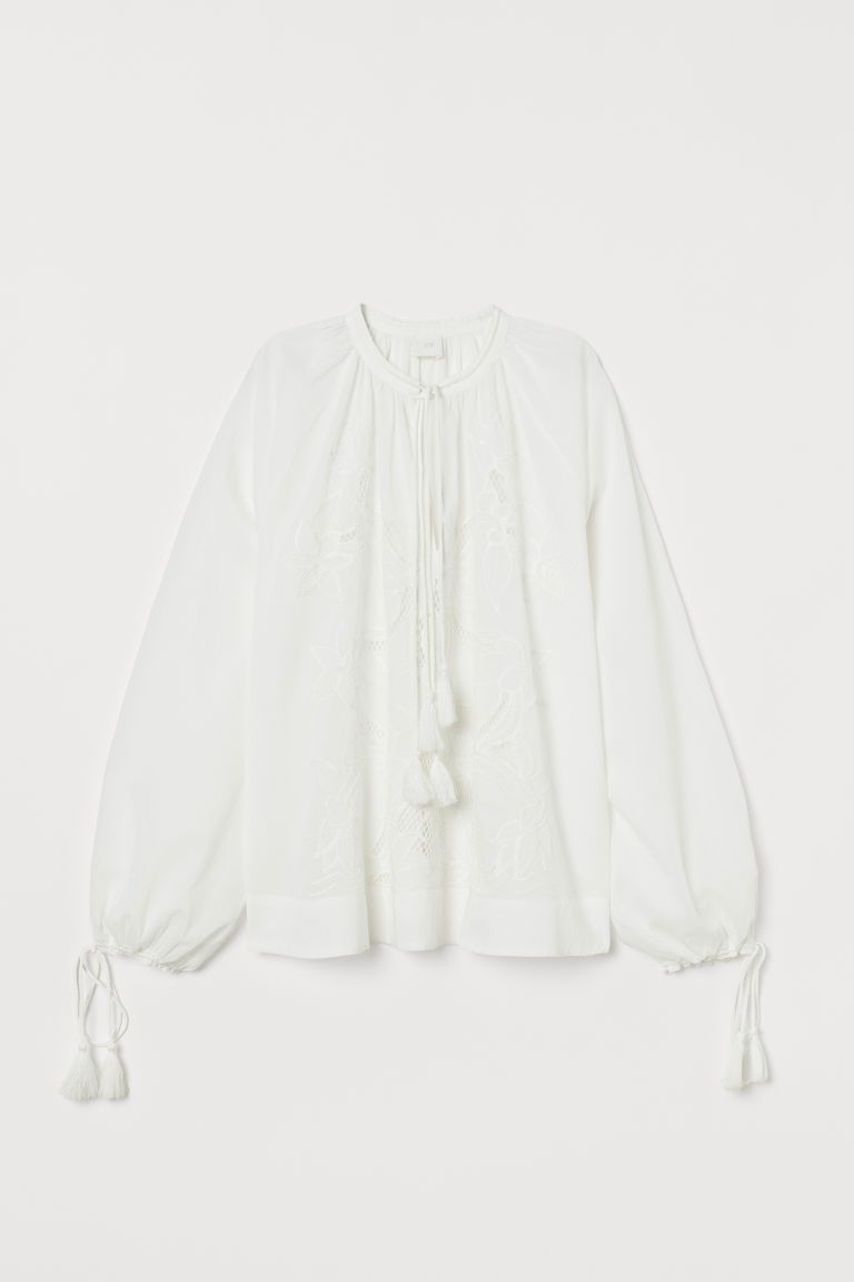 Cotton Blouse with Embroidery | H&M (US + CA)