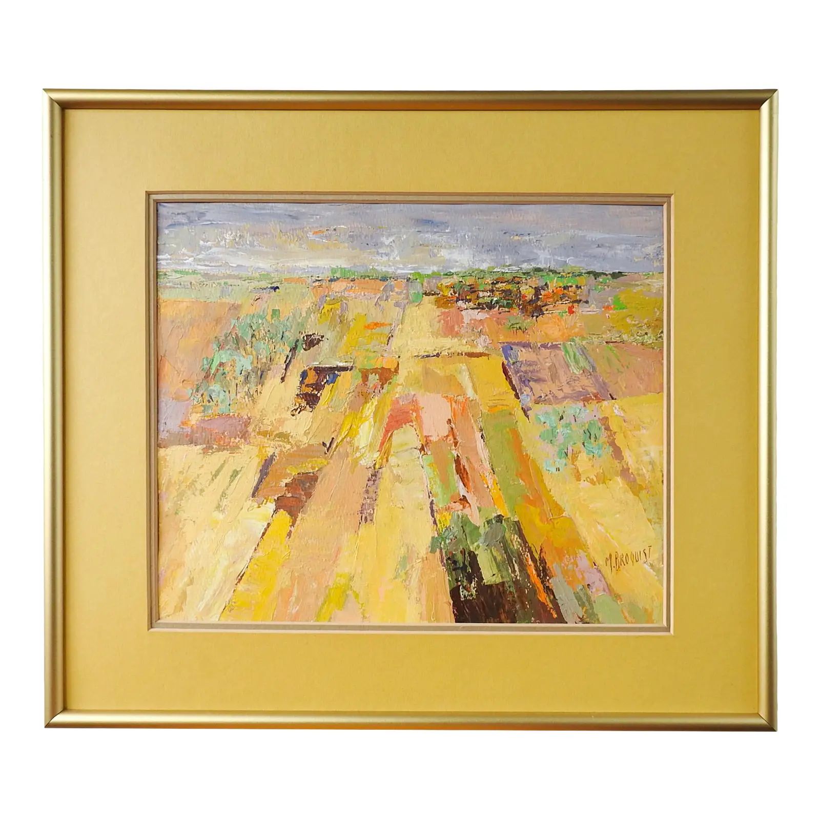 Mid Century Soft Yellow Abstract Painting | Chairish