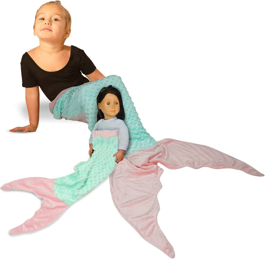 Everyday Educate Mermaid Tail Blanket for Girls - Kids Fleece Blanket Made by Minky Plush - Inclu... | Amazon (US)