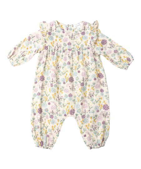 Cream Floral Vintage Oasis Ruffle Long-Sleeve Playsuit - Newborn & Infant | Zulily