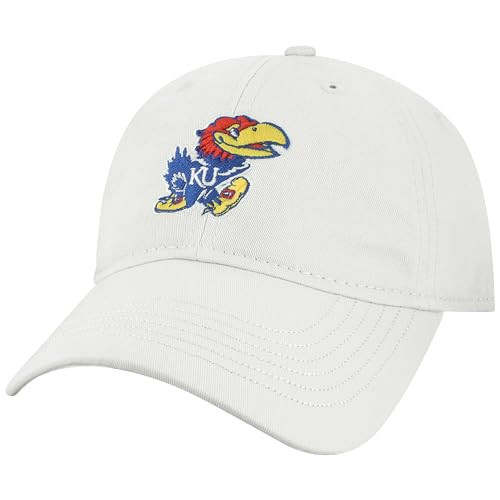 Barnesmith University of Kansas KU Jayhawks Adjustable Hat, Spirit, White, One Size Fits All | Amazon (US)