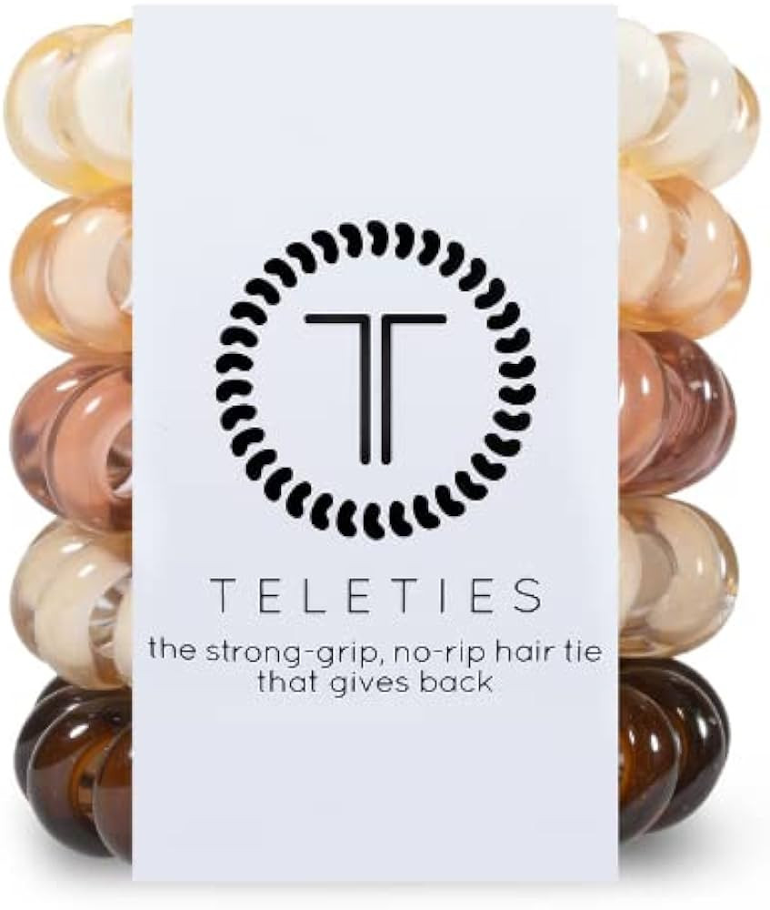 TELETIES - Tiny Spiral Hair Coils - Ponytail Holder Hair Ties for Women - Phone Cord Hair Ties - ... | Amazon (US)