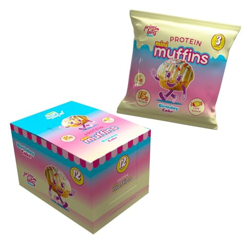 Prime Bites Minis | Protein Mini Muffins from Alpha Prime Supplements | High Protein, Collagen Fortified Low Sugar Treat | Delicious Snack | 12 Packs per Box - Birthday Cake | Amazon (US)