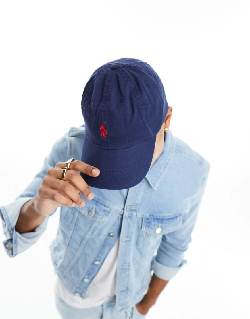 Polo Ralph Lauren baseball cap with white player logo in washed navy-Blue | ASOS (Global)