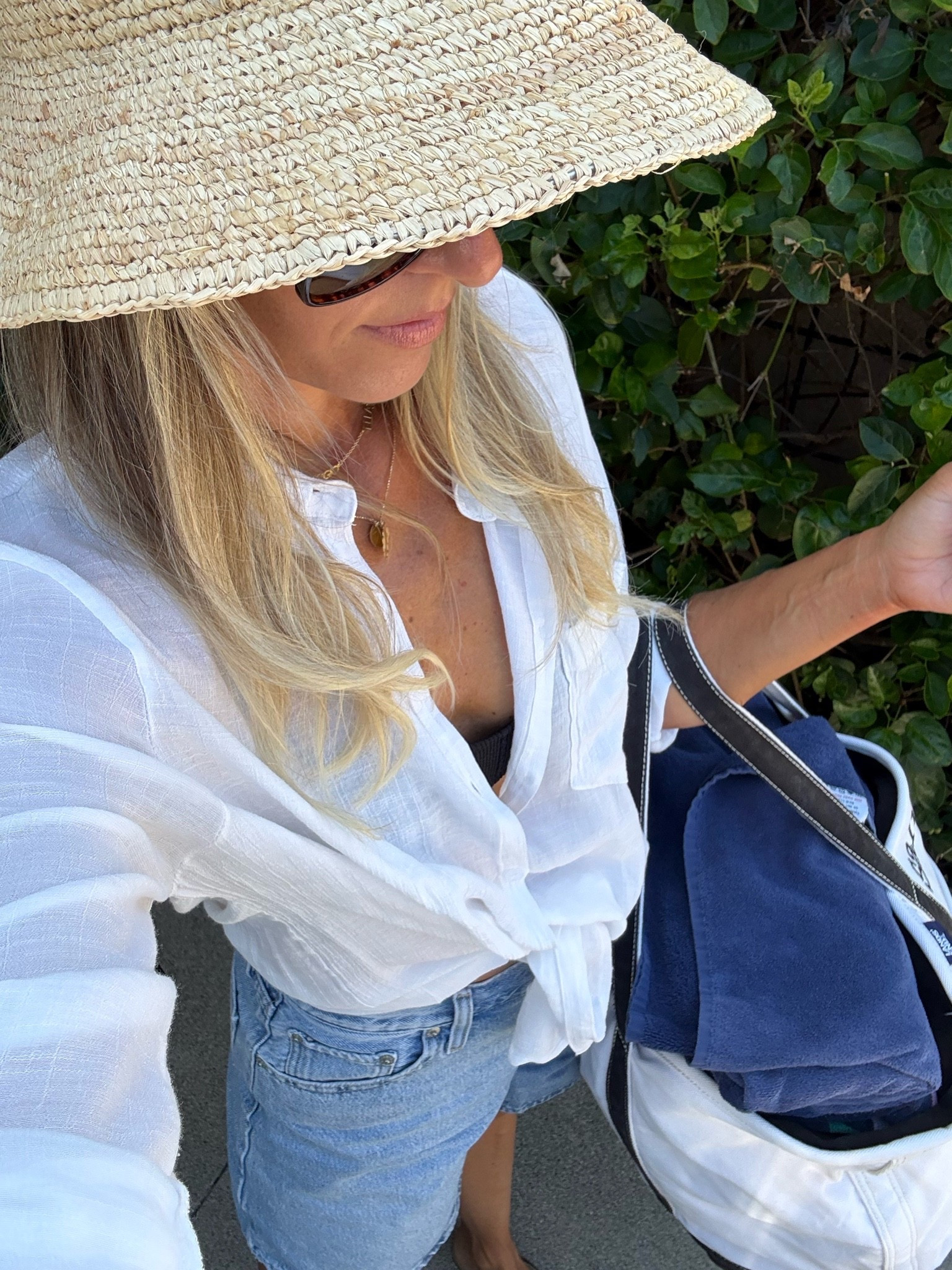 Summer isn’t over yet ☀️💦 I’ve been living in this raffia hat all summer! It’s from Rad River Co, I linked a few similar options. My white button down is my goto for a lightweight breezy coverup 👌🏻 

Amazon, Levis, Tkees, sunhat, raffia hat, white button down linen top, pool bag, personalized tote bag, LL Bean, pool day outfit, mom style, vacation outfit, beach outfit

#LTKootd #LTKSeasonal #LTKSwim
