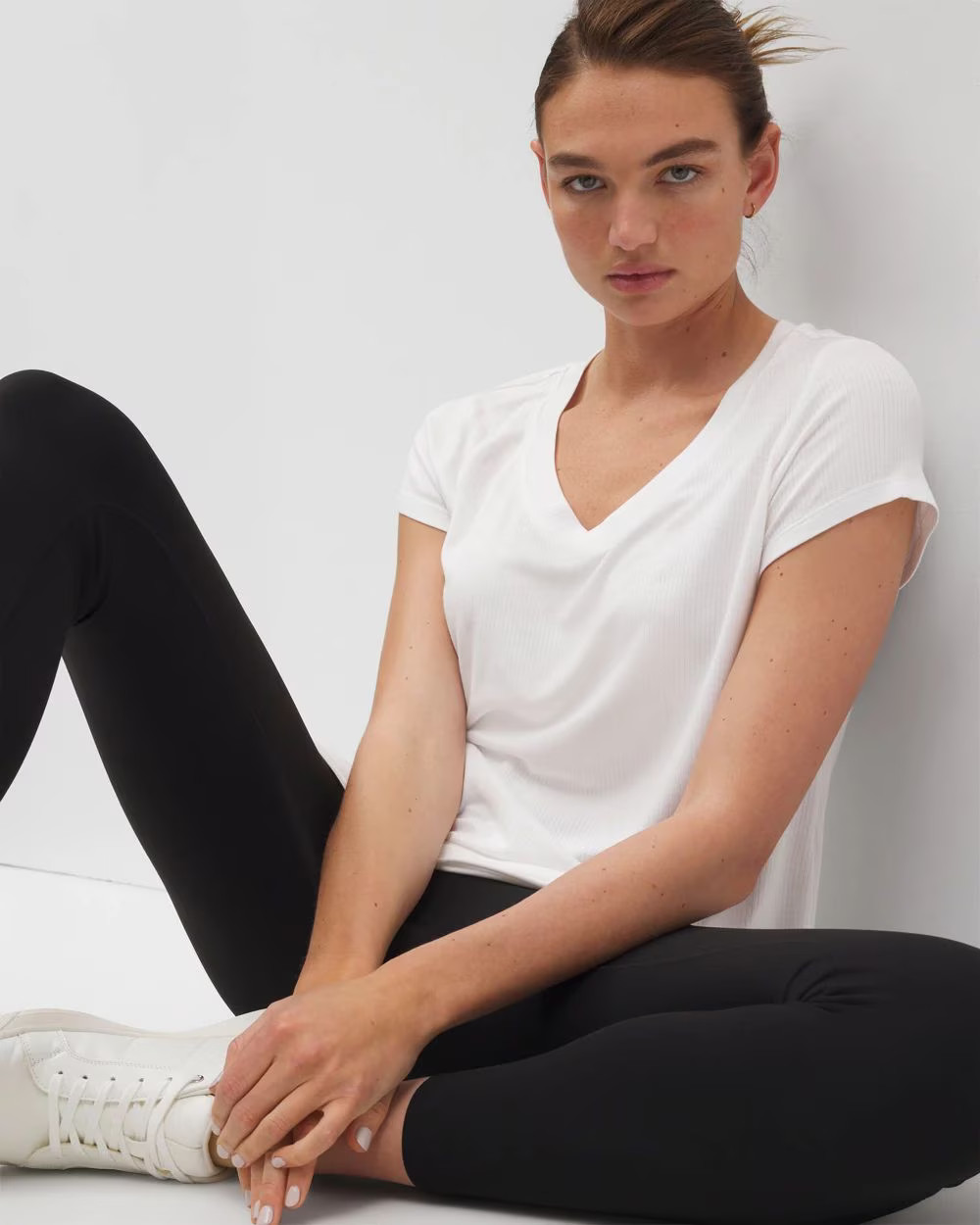 Rib Knit V-Neck Tee | Soma | SOMA