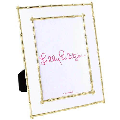 Lilly Pulitzer 5x7 Picture Frame, Decorative Photo Frame for Tabletop, Bamboo Metal Frame with Glass Front (White) | Amazon (US)