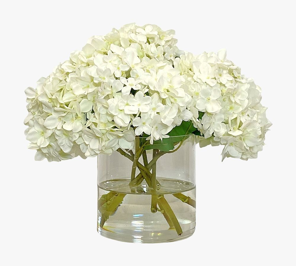 Faux White Hydrangea In Glass Vase, 12 | Pottery Barn (US)