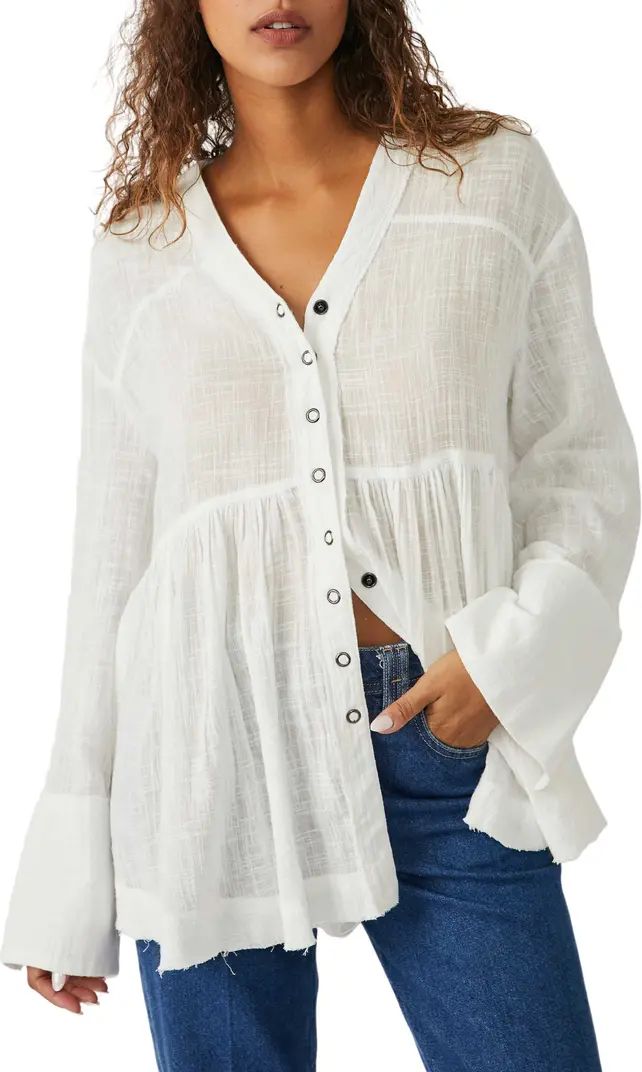 Free People Miles Away Cotton Babydoll Shirt | Nordstrom | Nordstrom
