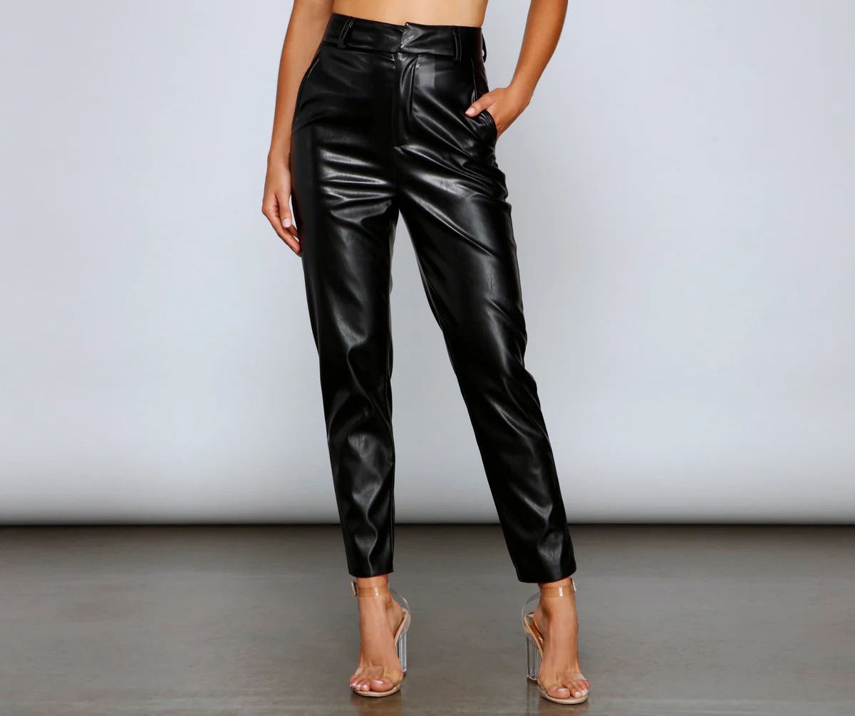 Classic Chic High Waist Faux Leather Pants | Windsor Stores