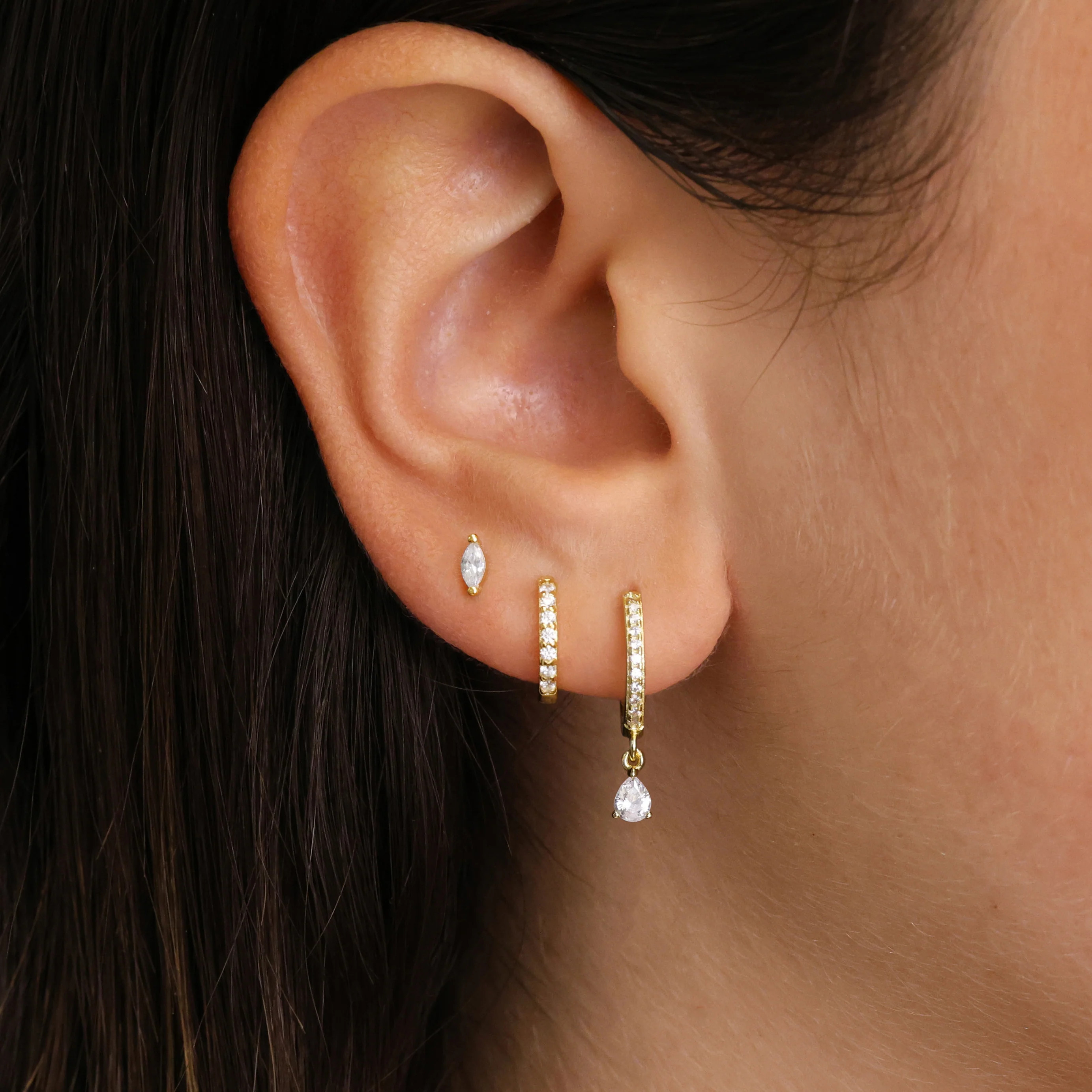 Diamond Pave Teardrop Hoop and Stud Earring Sets | Eyrful Artistry