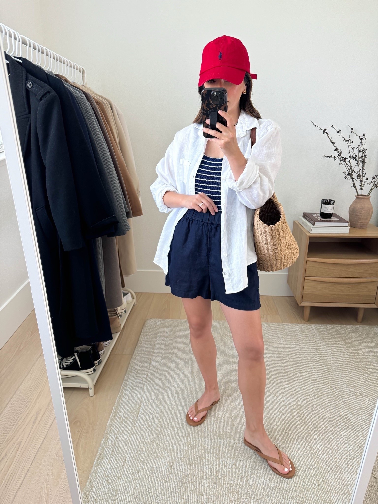 Petite swim outfits. What to wear to the pool with kids. Mom-friendly coverup options. This my favorite linen button down. It's so relaxed and effortless. It's pricey, so I linked the Gap one which is also very good. 

Frank & Eileen shirt xs
J.Crew linen shorts xs
Hunza G One piece o/s
Tkee sandals 5. I would size up in this style
Polo Ralph Lauren hat
J.Crew tote
J.Crew earrings
Dorsey James necklace 15"

Petite style, swim, summer style, summer outfits 

#LTKSeasonal #LTKPetite #LTKSwim