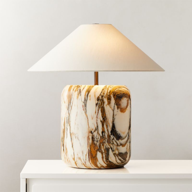 Block Golden Calacatta Marble Table Lamp + Reviews | CB2 | CB2