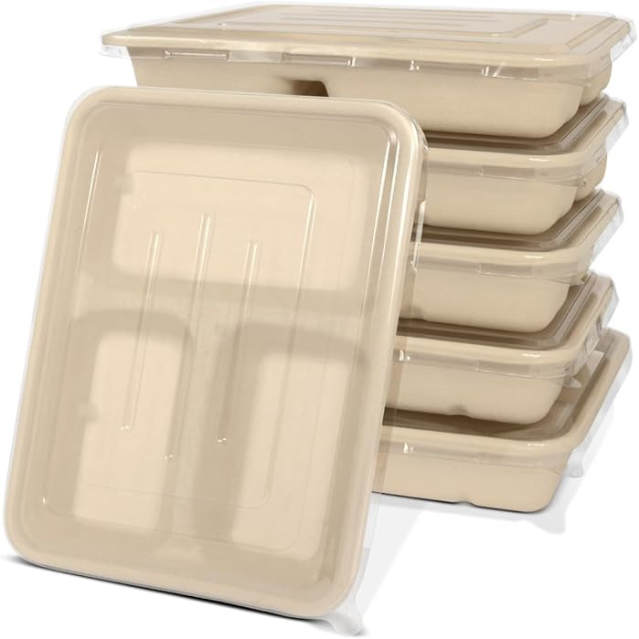 Celel 3 Compartment Paper Bowls, Disposable Bento Box, Divided Disposable Lunch Tray, 50 Bowls 50... | Amazon (US)