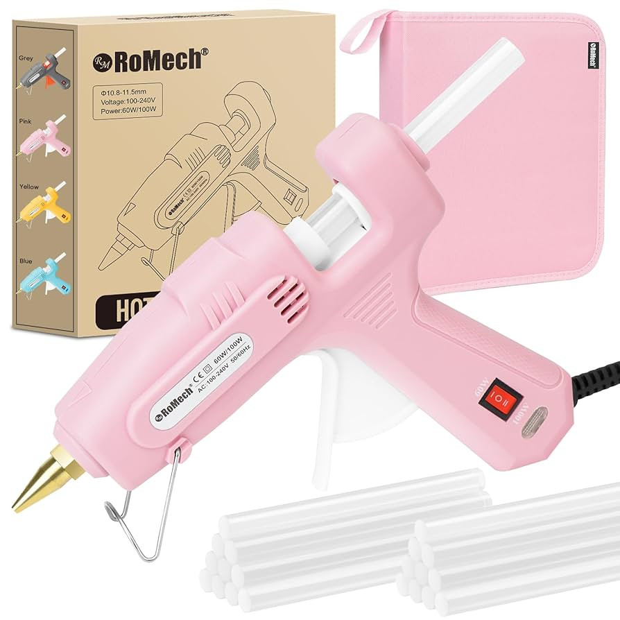 ROMECH Full Size Hot Glue Gun with 60/100W Dual Power and 21 Hot Glue Sticks (7/16"), Fast Prehea... | Amazon (US)