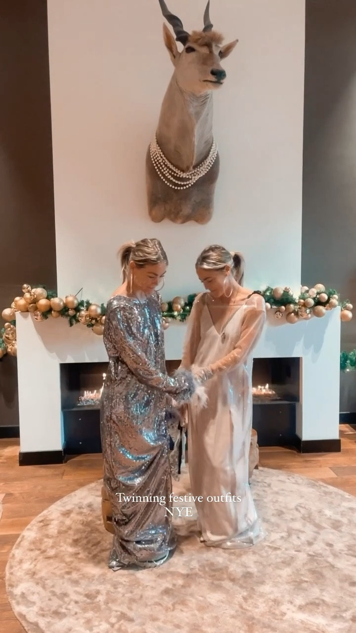 day 16/31 get winter December ready with us. All about twinning festive NY outfits ✨✨ we wear the dresses a size bigger than regular to make it more slouchy.. linked below girls #LTKGift #getreadywithus #grwm 
.
#newyear2023 #newyearparty #boohoo #newyearoutfit #newyeariscoming #partyoutfit #partyoutfits #glittery #christmasoutfit #christmasseason #styleideas #fashioninspiration #Fashion #styleinspiration #ootd #outfits 

#LTKparties #LTKHoliday #LTKGiftGuide