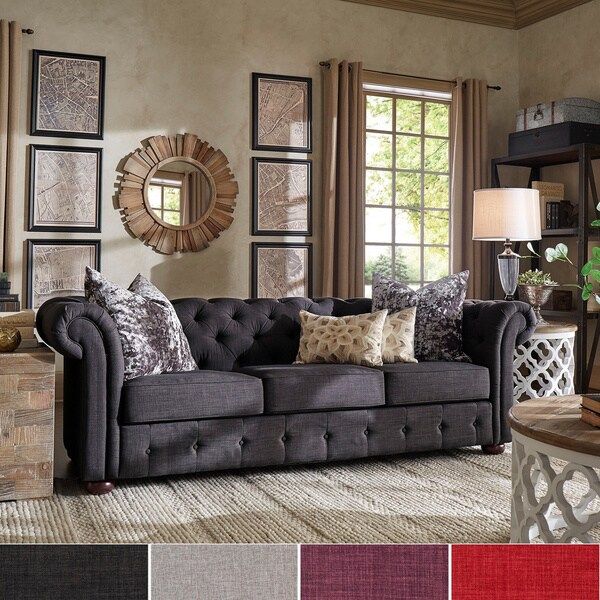 Knightsbridge Tufted Scroll Arm Chesterfield Sofa by iNSPIRE Q Artisan | Bed Bath & Beyond