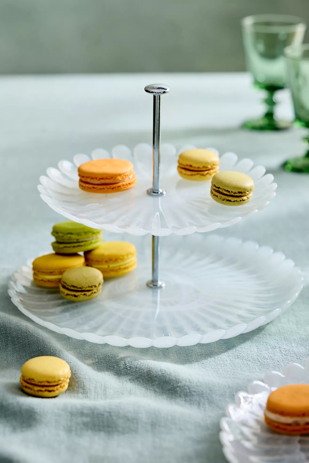 Scalloped Pearly Glass Serving Stand | Terrain