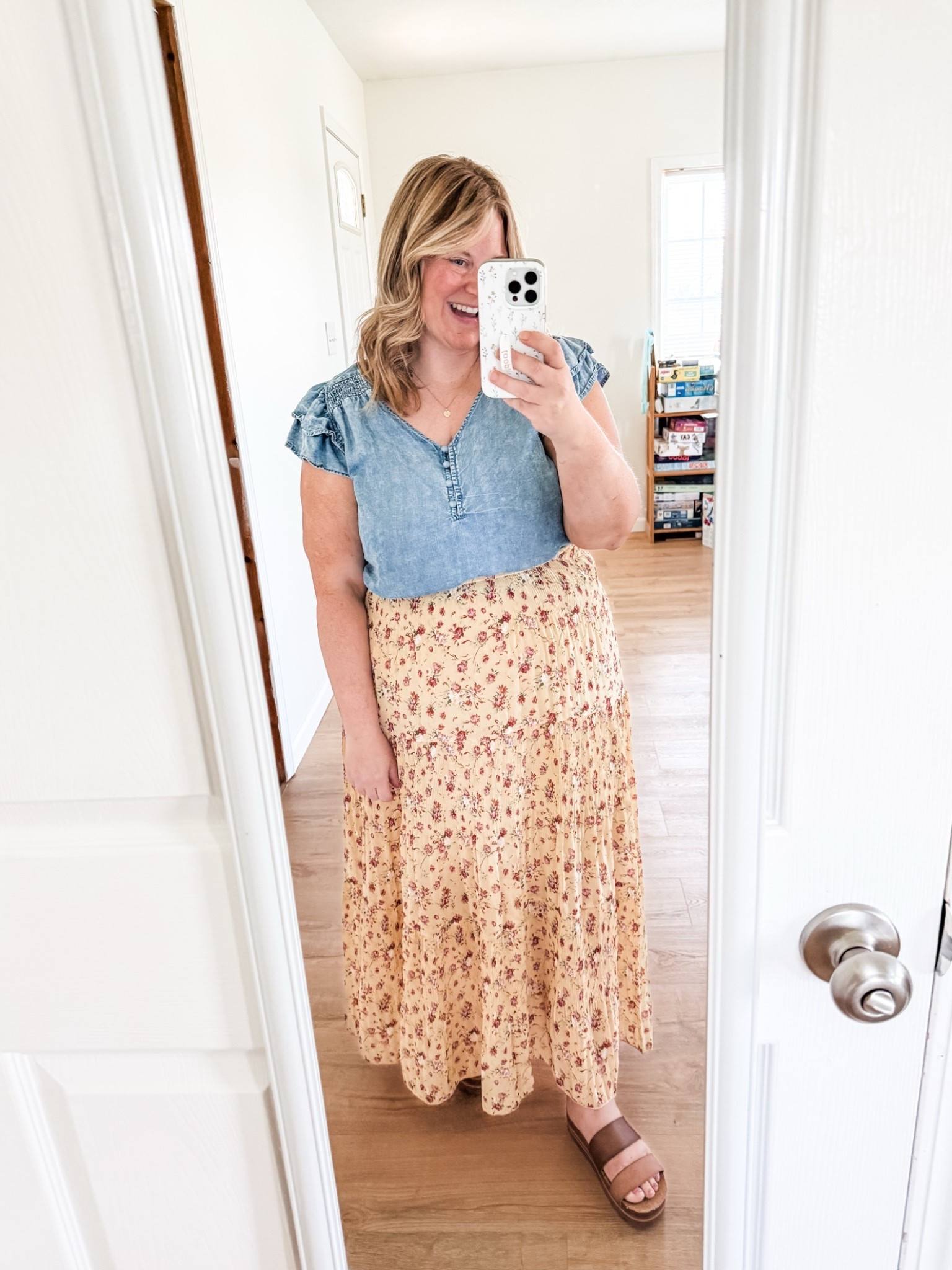 Wearing an XL in my skirt.  I love the yellow! My denim top is older so I linked similar

#LTKMidsize #LTKBump #LTKSeasonal