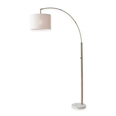 Adesso Bowery Arc Floor Lamp in Antique Brass with Fabric Shade | Bed Bath & Beyond