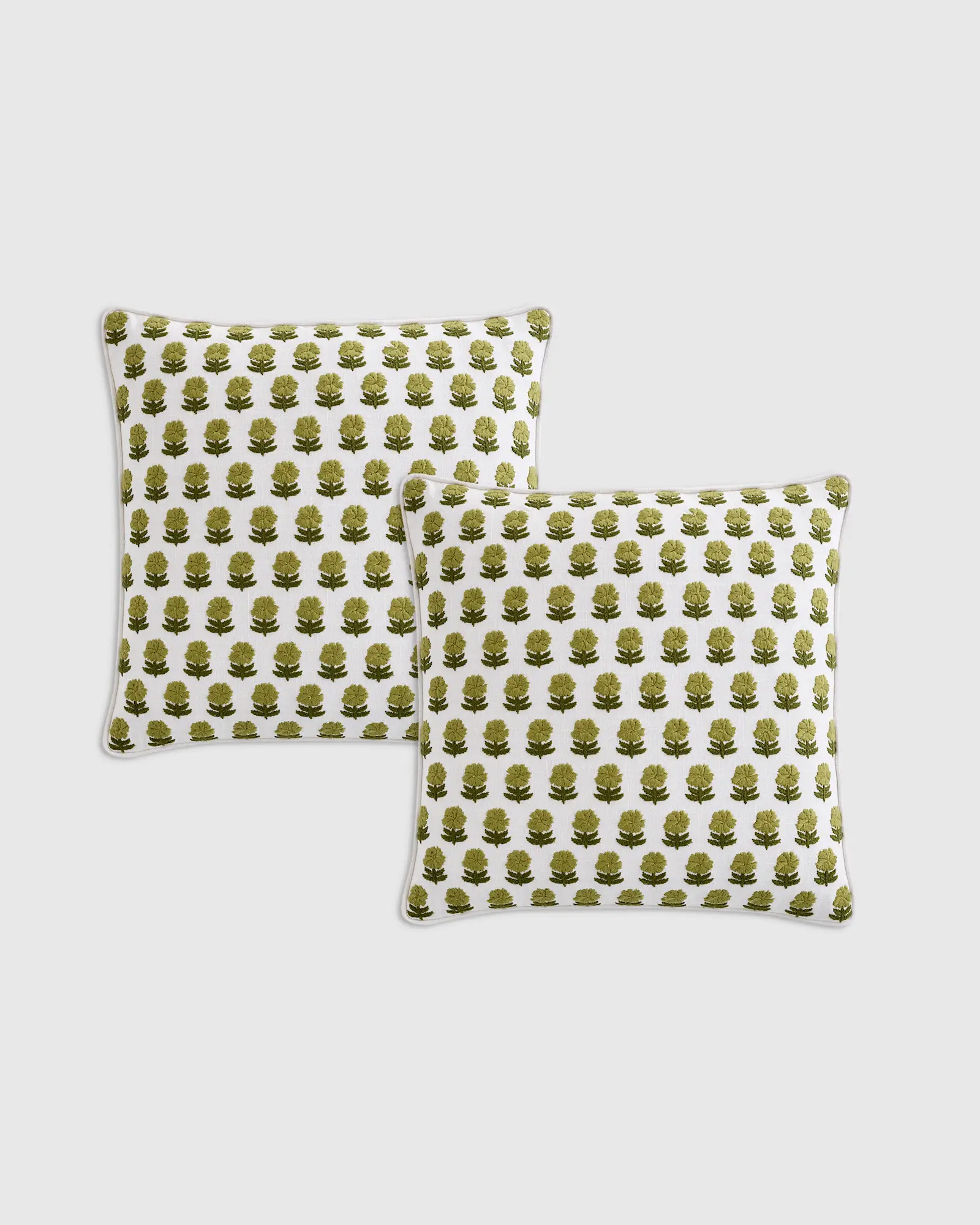 Embroidered Floral Cotton Pillow Cover (Set of 2) | Quince