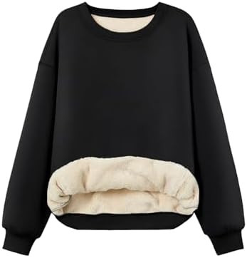 Trendy Queen Fleece Sherpa Lined Sweatshirts for Women 2025 Fall Fashion Winter Crewneck Pullover... | Amazon (US)