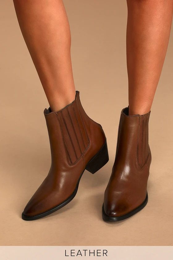 Pedro Brown Leather Pointed-Toe Ankle Boots | Lulus (US)